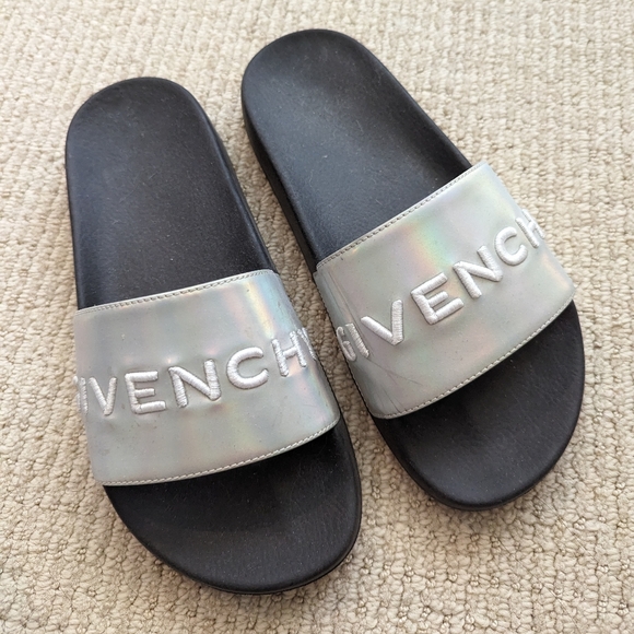 GIVENCHY METALLIC WOMENS SLIDES - Picture 2 of 4